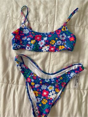 Bright Swimwear Women’s Floral Bikini Bottoms - Blue